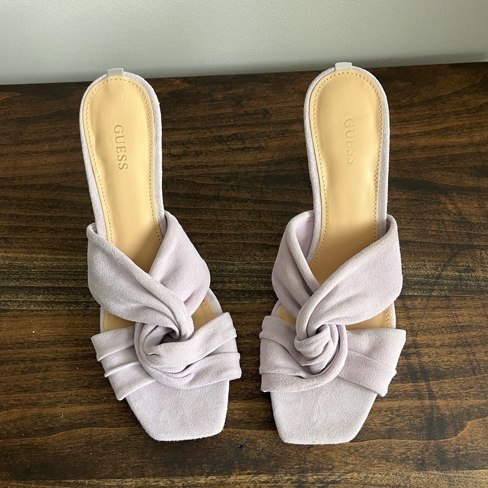 GUESS Daiva2 Slip On Heel Sandals, Colour Lilac, Size 9.